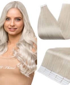 Extensiones de Cabello Humano Tape in -Rubio Platino #1000