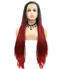 Peluca Trenzada Negra y Roja Ombre de 26 pulgadas RainaHair