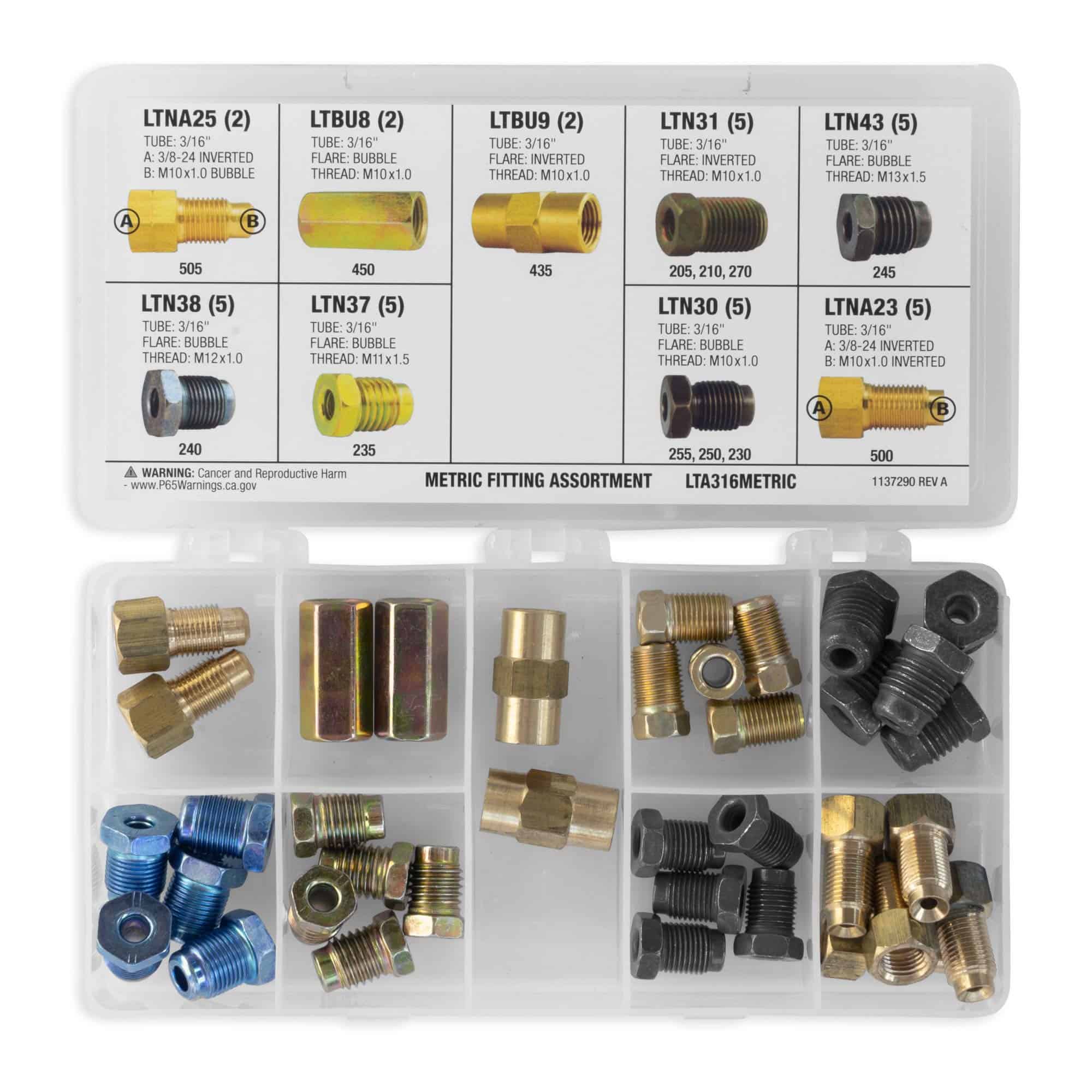 Kit de surtido de accesorios métricos de 3/16"