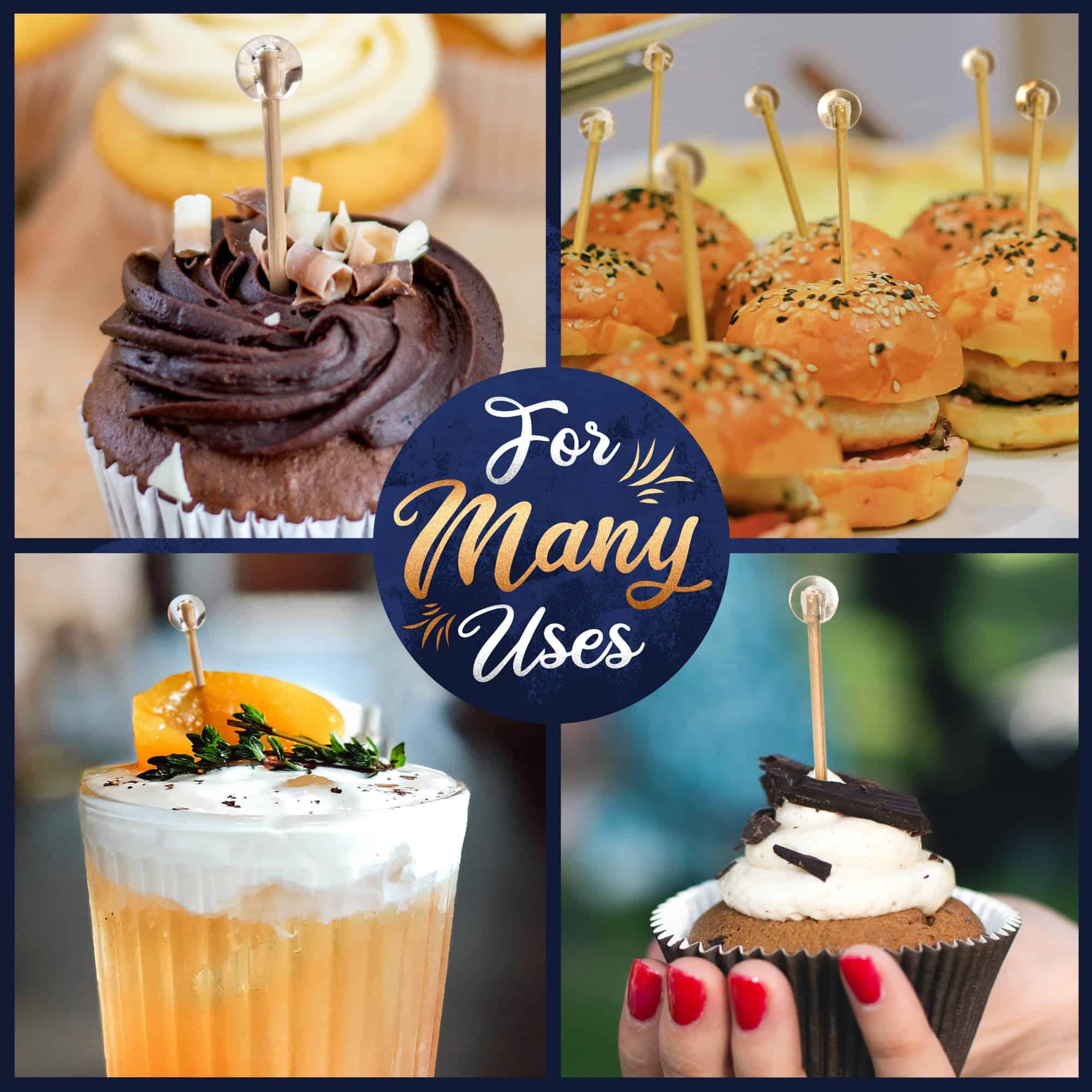 BambooMN Palillos de Bambú Decorativos con Extremo de Bola - Imagen 3