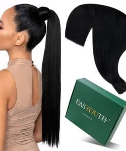 Easyouth Extensiones de Cola de Caballo de Pelo Humano Remy