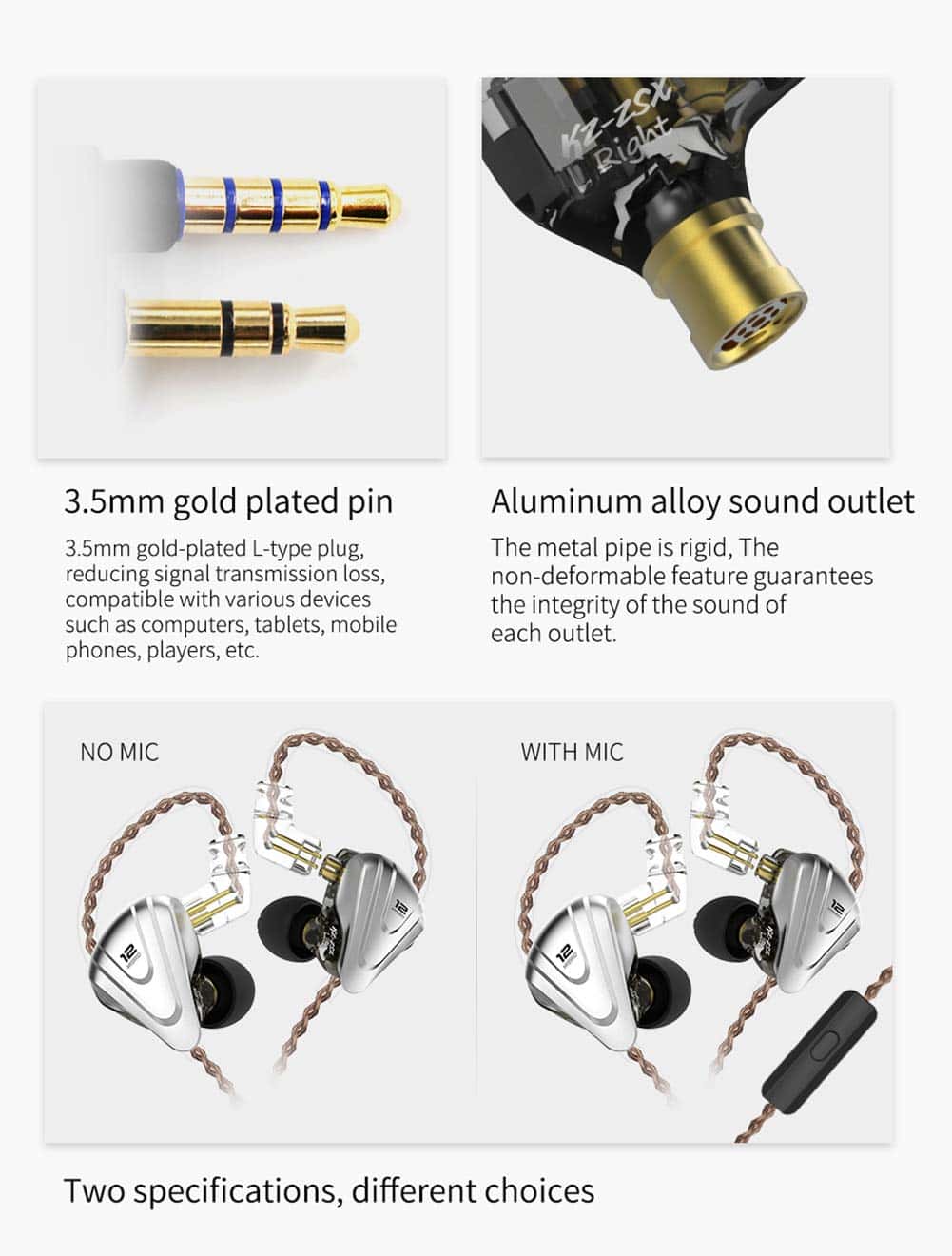 Audífonos intrauditivos de in-Ear, KZ ZSX 1DD + 5BA - Imagen 8