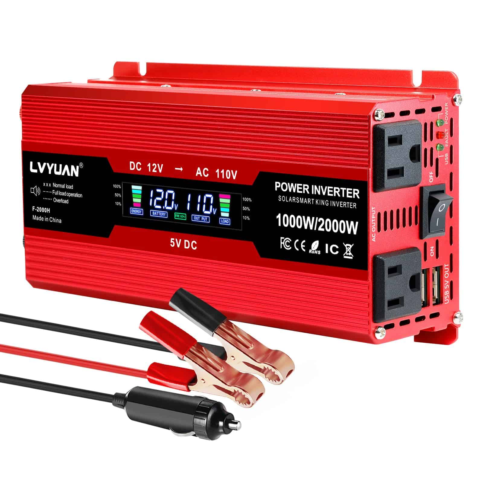 Convertidor de corriente para carro LVYUAN 1000W 12V a 110V
