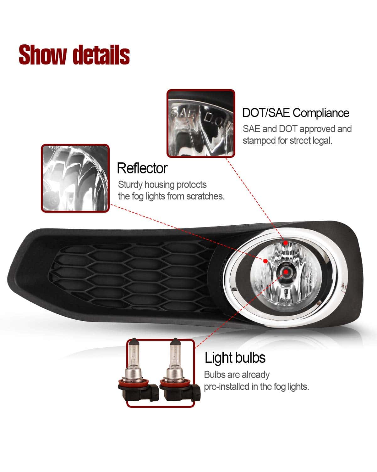 Luces antiniebla AUTOWIKI para 2013-2014 Subaru Legacy - Imagen 4