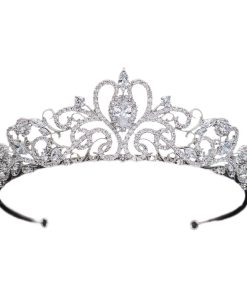 Diadema Tiara Corona de Novia Clásica de Circonia Cúbica CZ