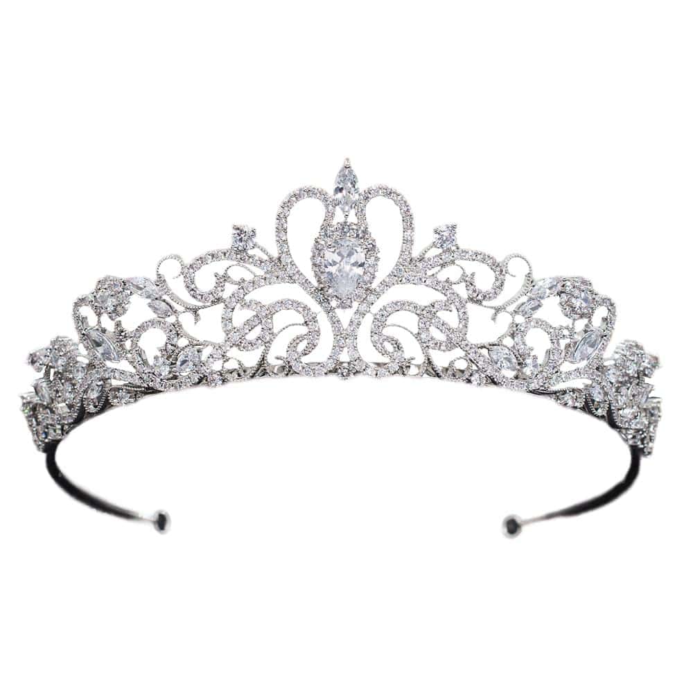 Diadema Tiara Corona de Novia Clásica de Circonia Cúbica CZ