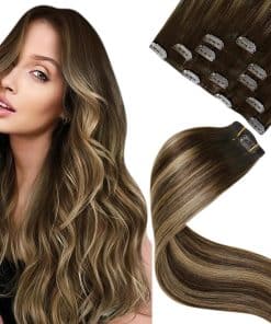 Extensiones de Cabello Clip LaaVoo Balayage Marrón a Rubio