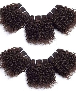 Aiokrtse Paquetes de Cabello Virgen Peruano Rizado Corto de