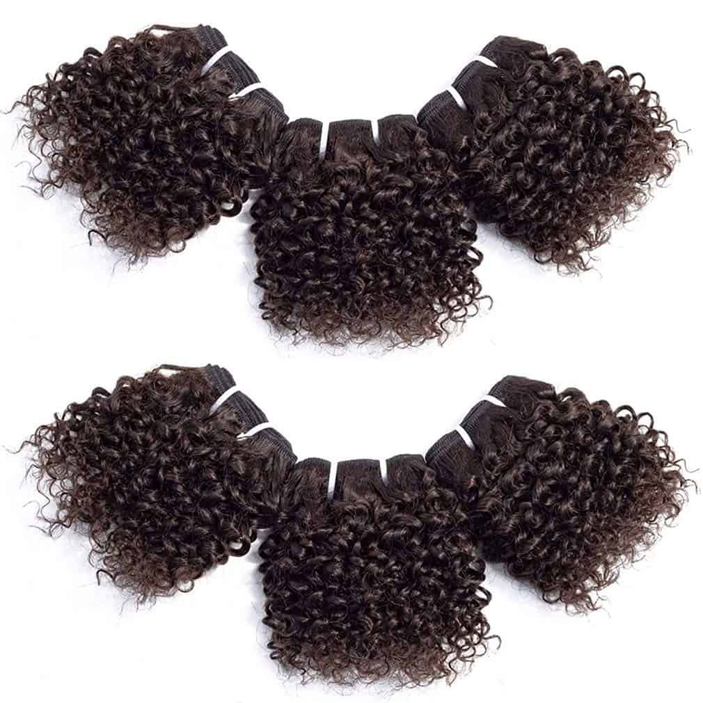 Aiokrtse Paquetes de Cabello Virgen Peruano Rizado Corto de