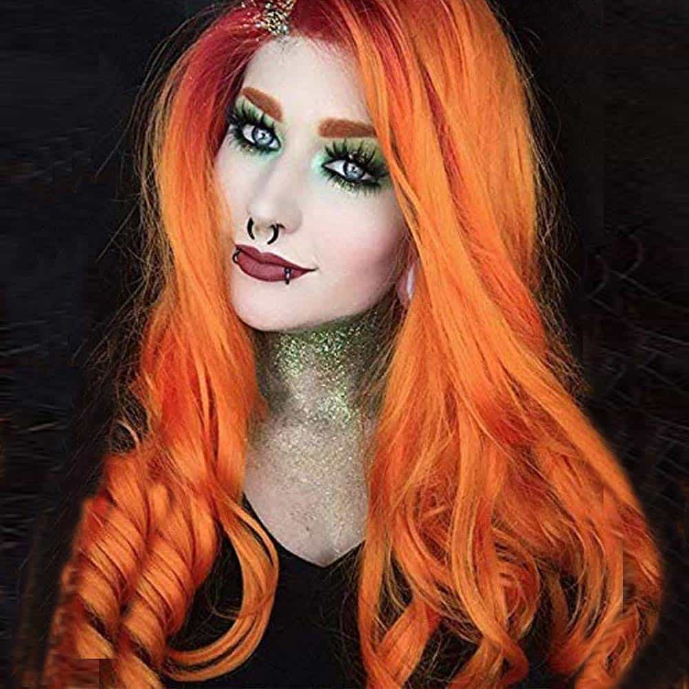 Pelucas de Encaje Sintético Ombre Rojo Naranja Pelucas