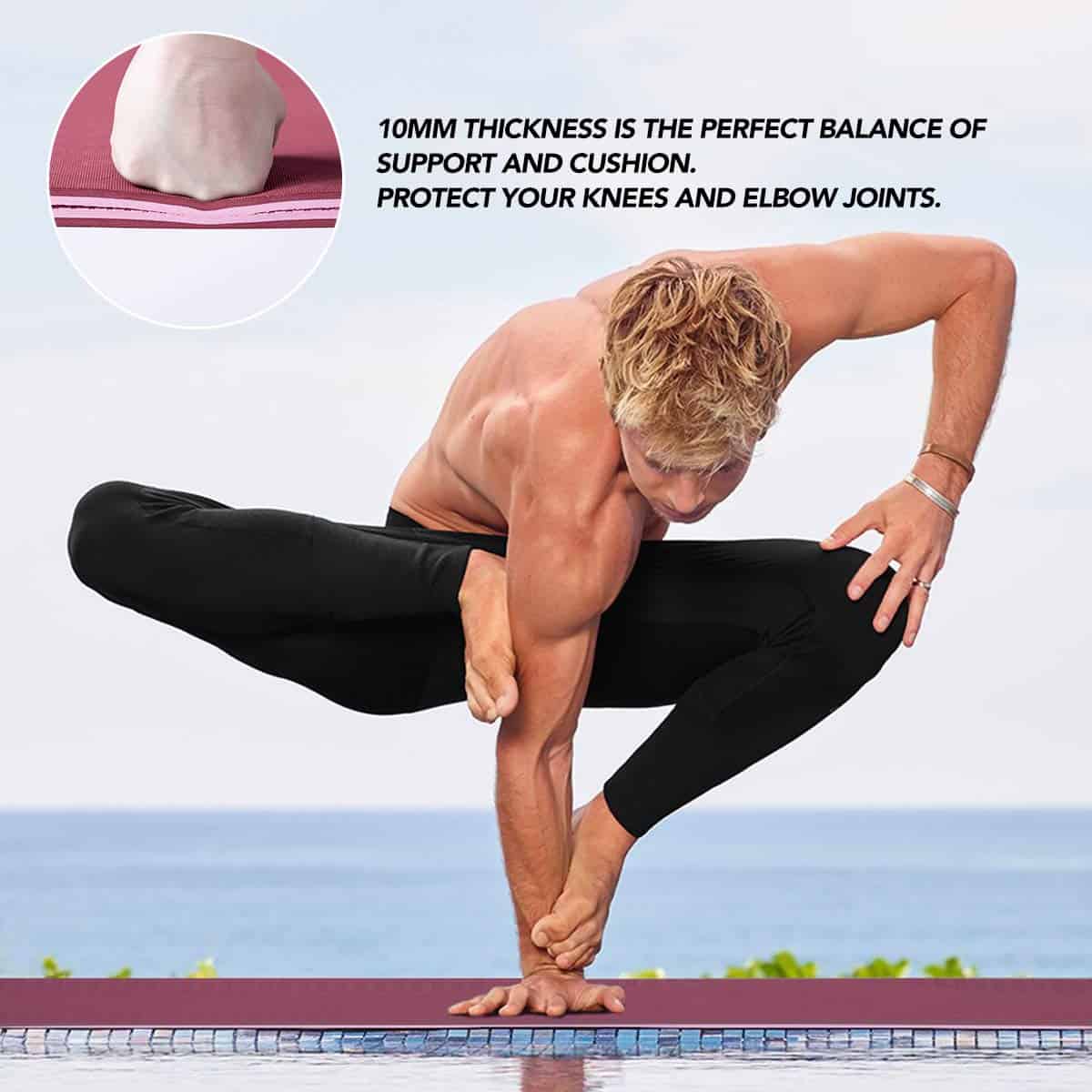 Tapete de Yoga JELS Extra Grueso, 10 MM, Diseño Ergonómico - Imagen 7