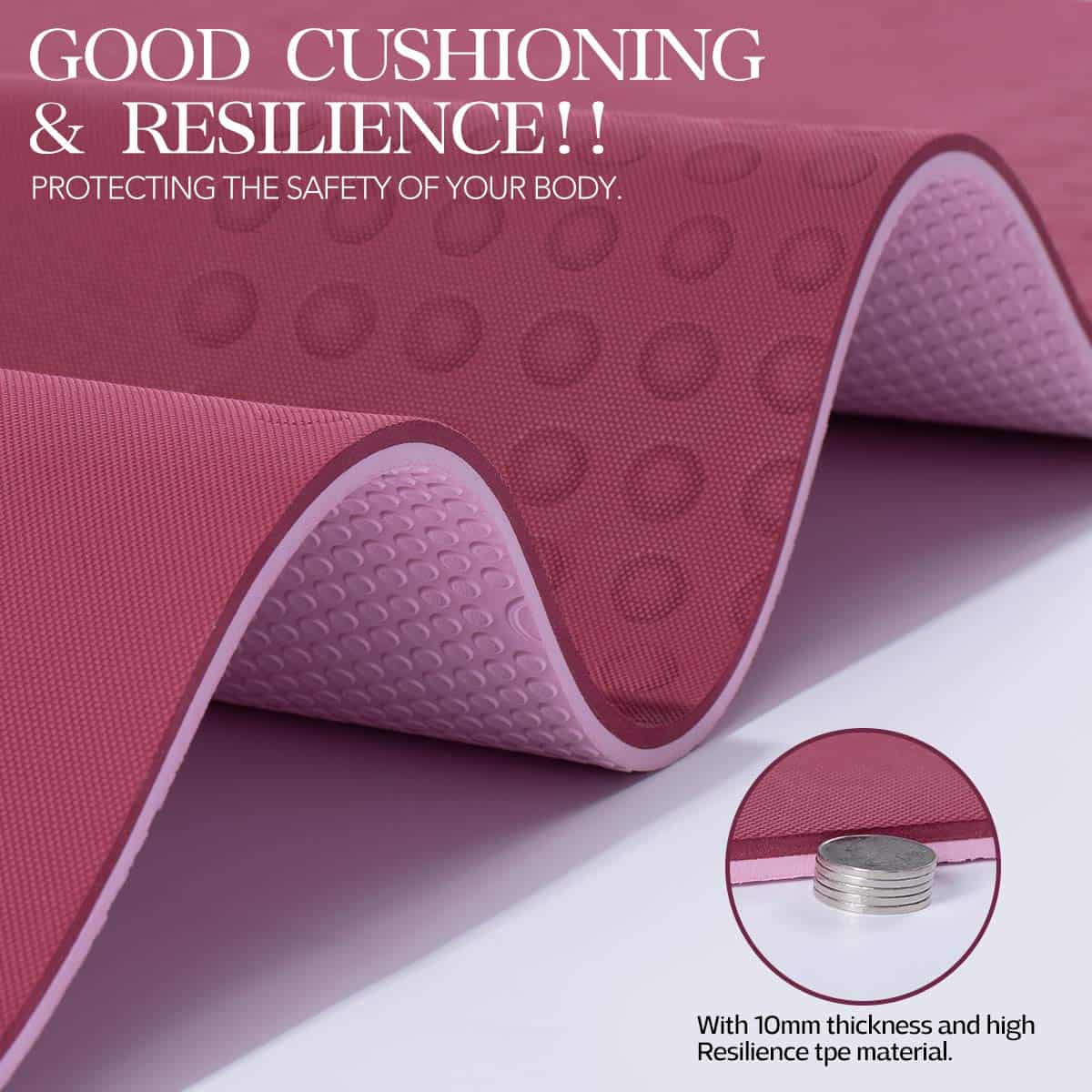 Tapete de Yoga JELS Extra Grueso, 10 MM, Diseño Ergonómico - Imagen 3