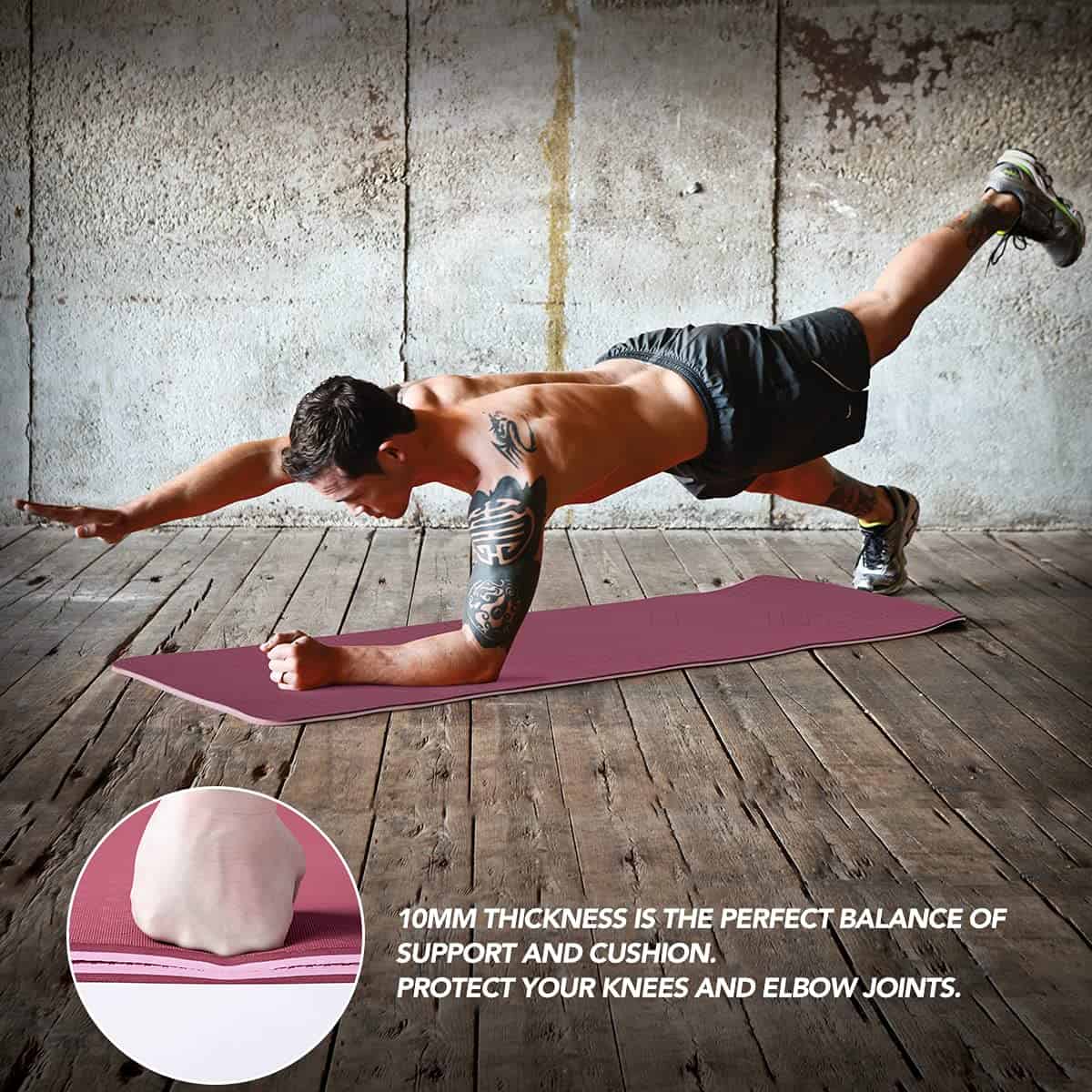 Tapete de Yoga JELS Extra Grueso, 10 MM, Diseño Ergonómico - Imagen 8