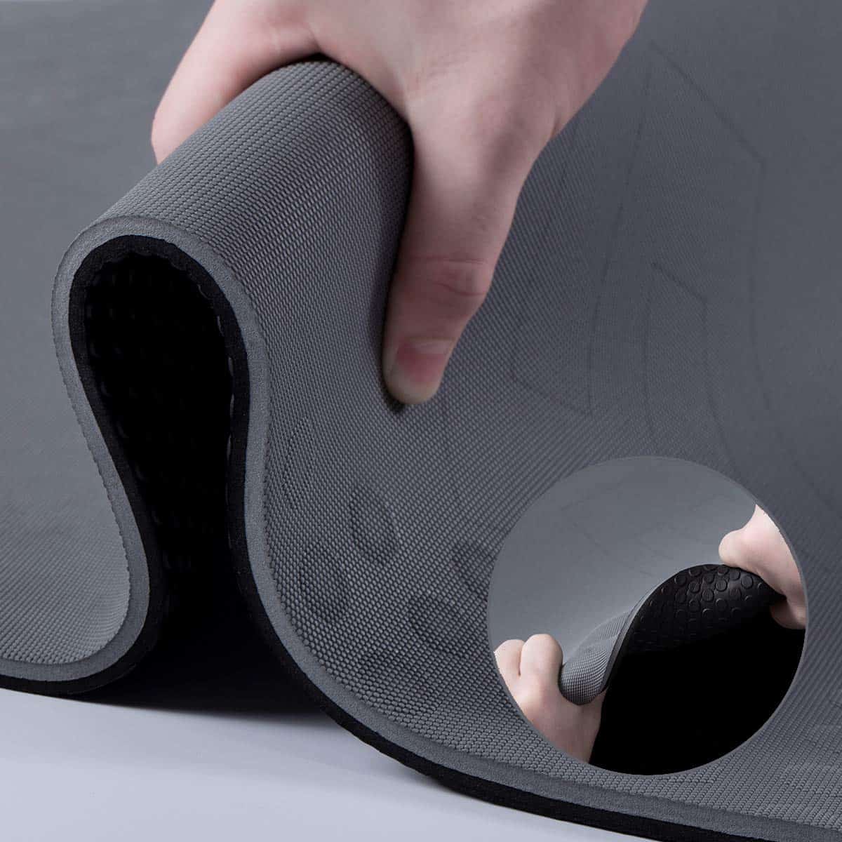 Tapete de Yoga Extra Grueso JELS, 10mm, -Gris/Negro 10mm