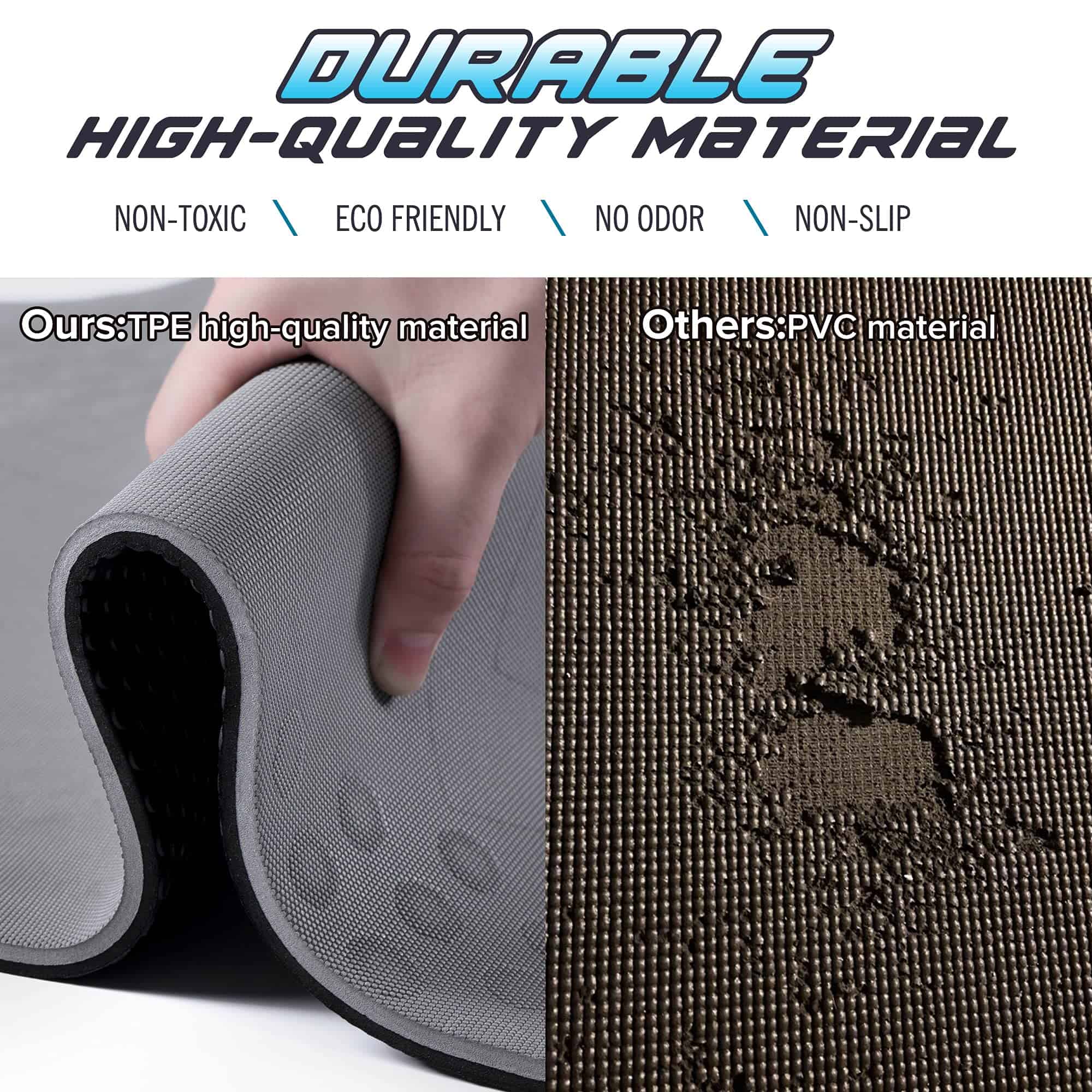 Tapete de Yoga Extra Grueso JELS, 10mm, -Gris/Negro 10mm - Imagen 6