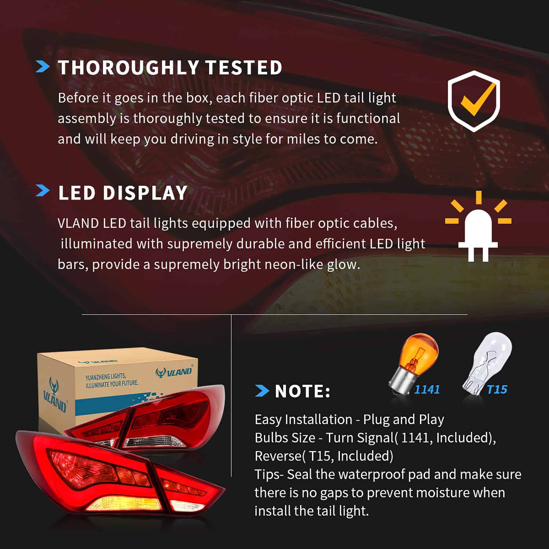 Luces traseras LED VLAND Compatible con Hyundai Sonata 2011 - Imagen 10