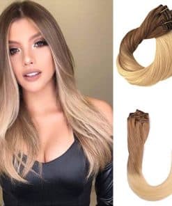 Extensiones de Clip Rubio 16" 8pcs 120g Extensión Teñida en