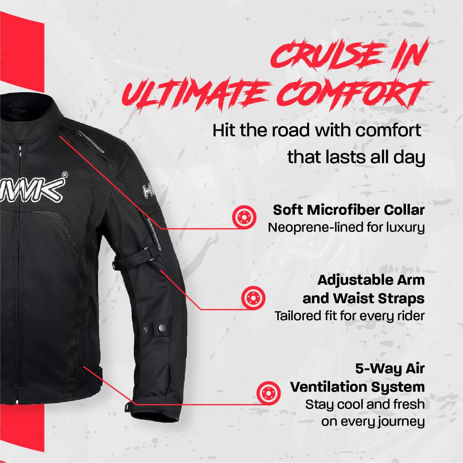 Chamarra de Moto HWK para Hombres y Mujeres, -Totalmente Neg - Imagen 4