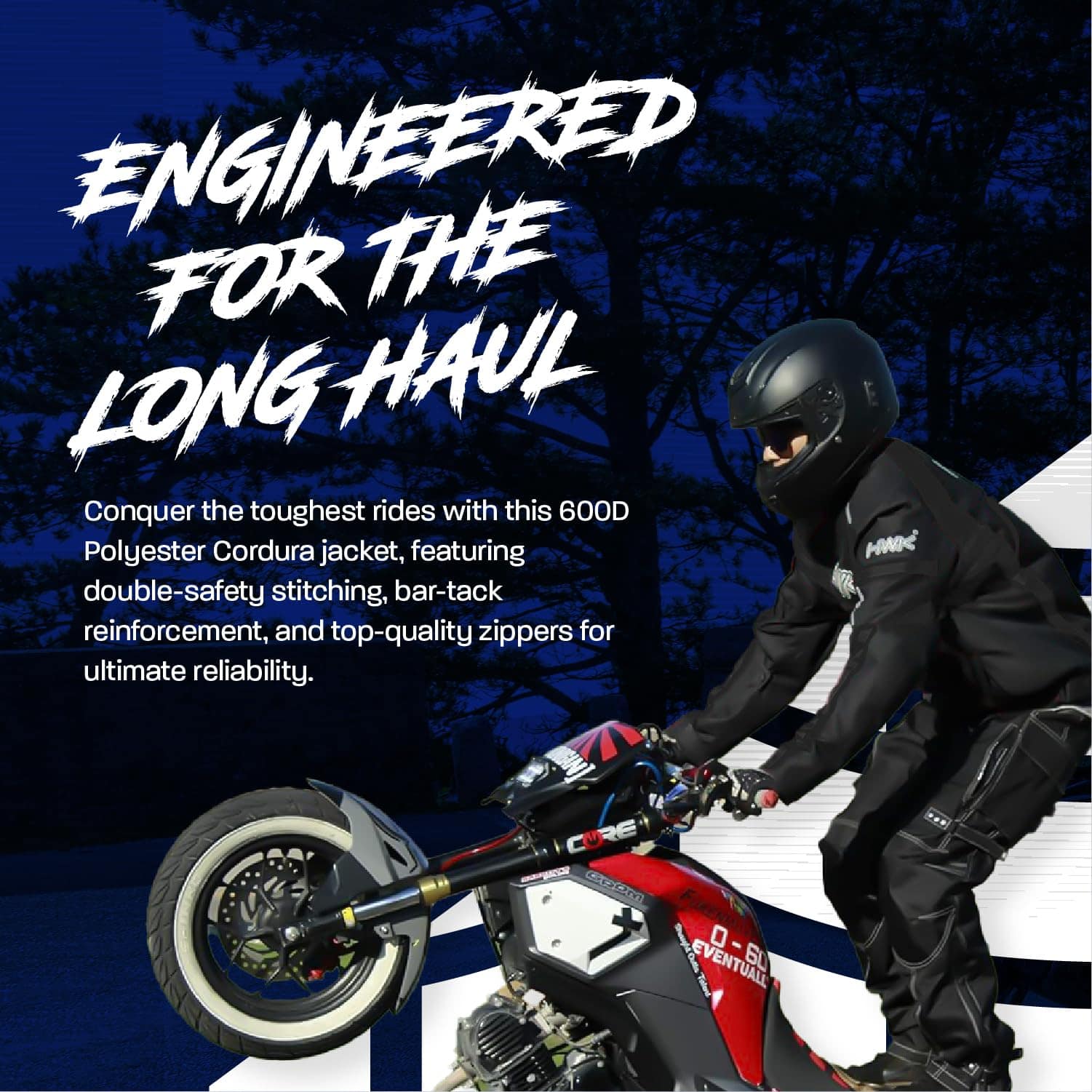 Chamarra de Moto HWK para Hombres y Mujeres, -Totalmente Neg - Imagen 7