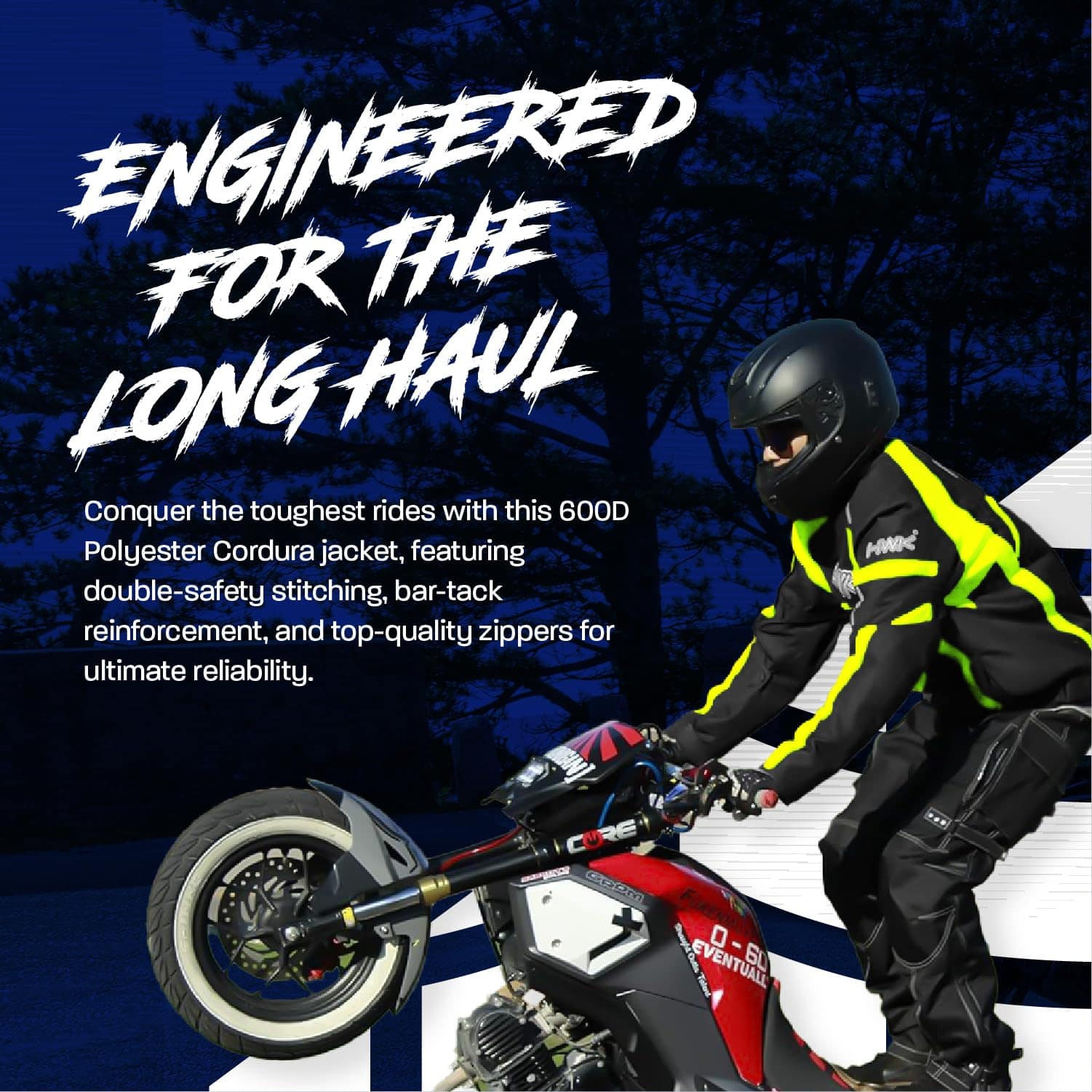 Chamarra de Motocicleta HWK para -Verde Hi-Vis - Imagen 7