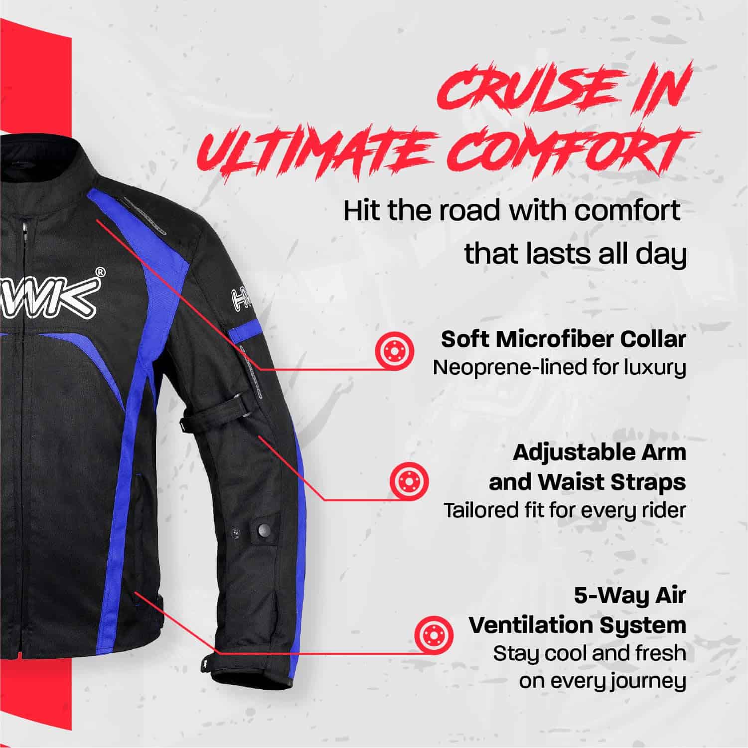 Chamarra de moto HWK para Hombres y Mujeres, -Azul - Imagen 4