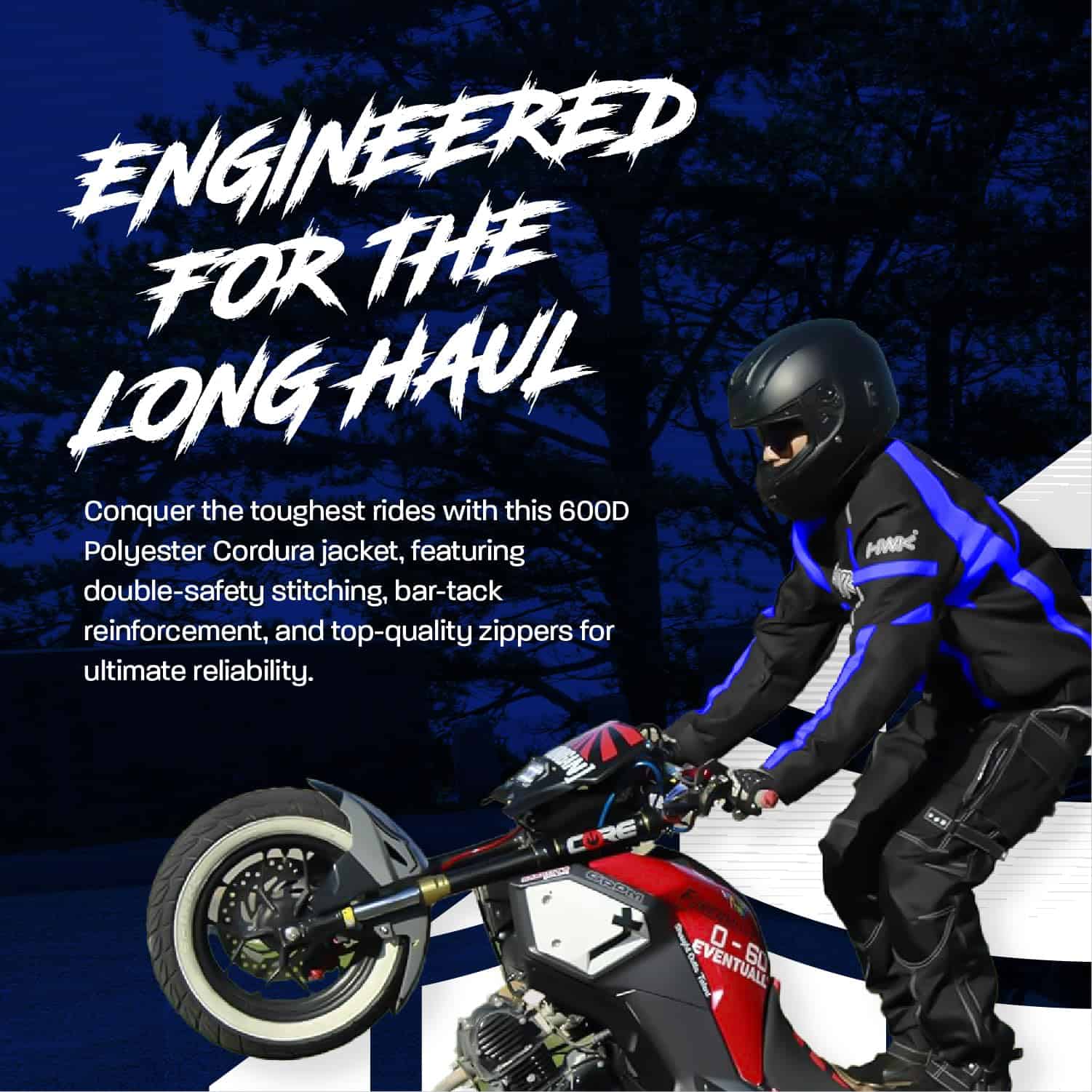 Chamarra de moto HWK para Hombres y Mujeres, -Azul - Imagen 7