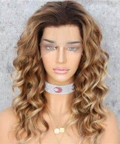 SAPPHIREWIGS Peluca de Encaje Sintético Color Ombre Marrón