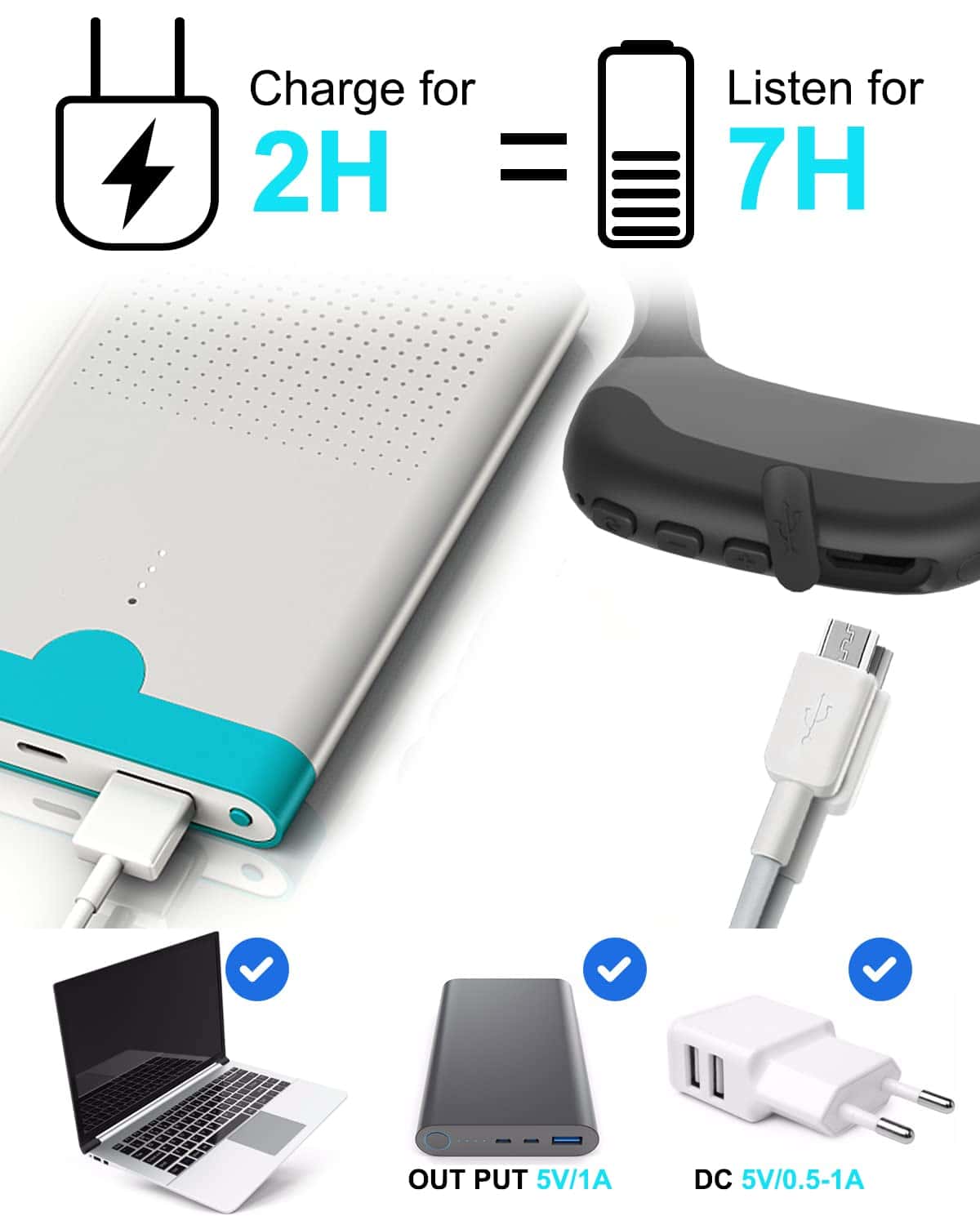 Audífonos de conducción ósea Tayogo, Audífonos inalámbricos - Imagen 8