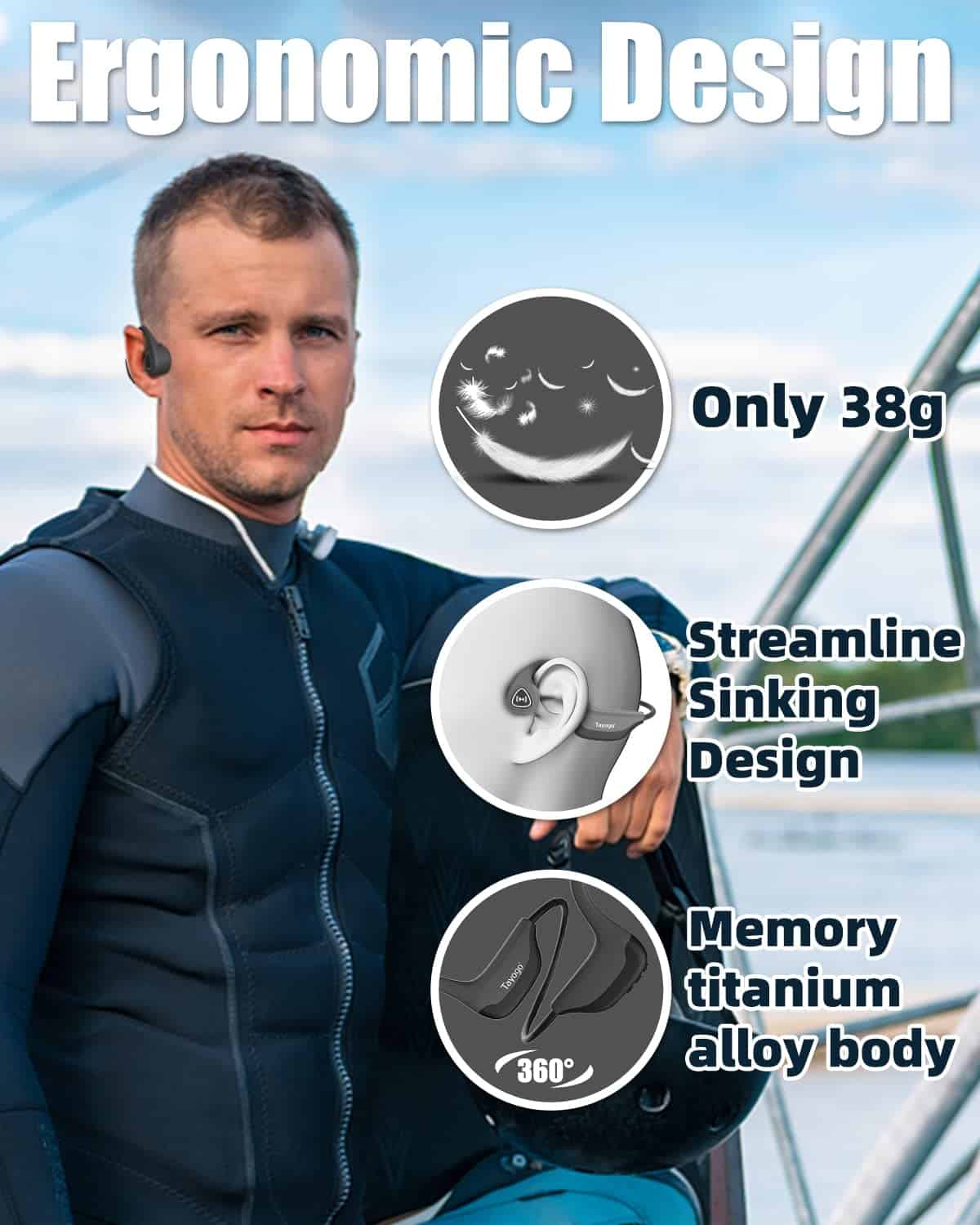 Audífonos de conducción ósea Tayogo, Audífonos inalámbricos - Imagen 7