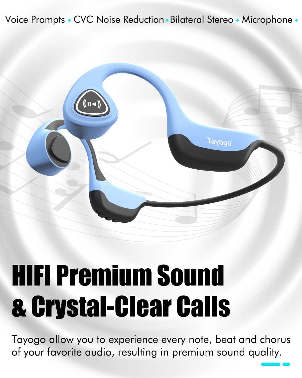 Audífonos de conducción ósea Tayogo, Audífonos inalámbricos - Imagen 3