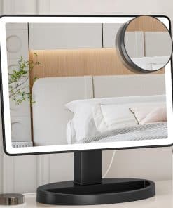 Espejo de Maquillaje Grande de FUNTOUCH con Luces, 3 Modos