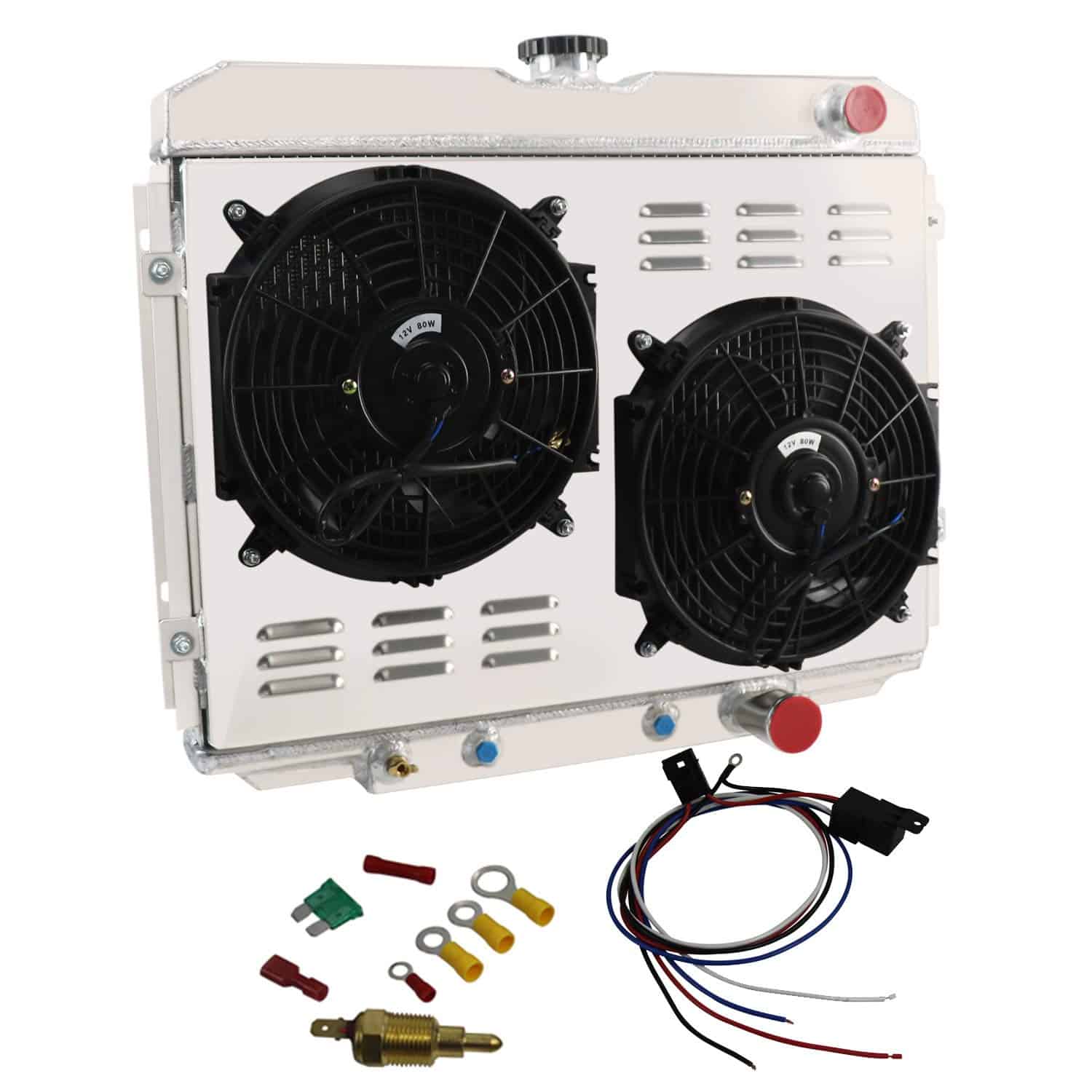 ALLOYWORKS Radiador de Aluminio de 3 Filas con Ventilador