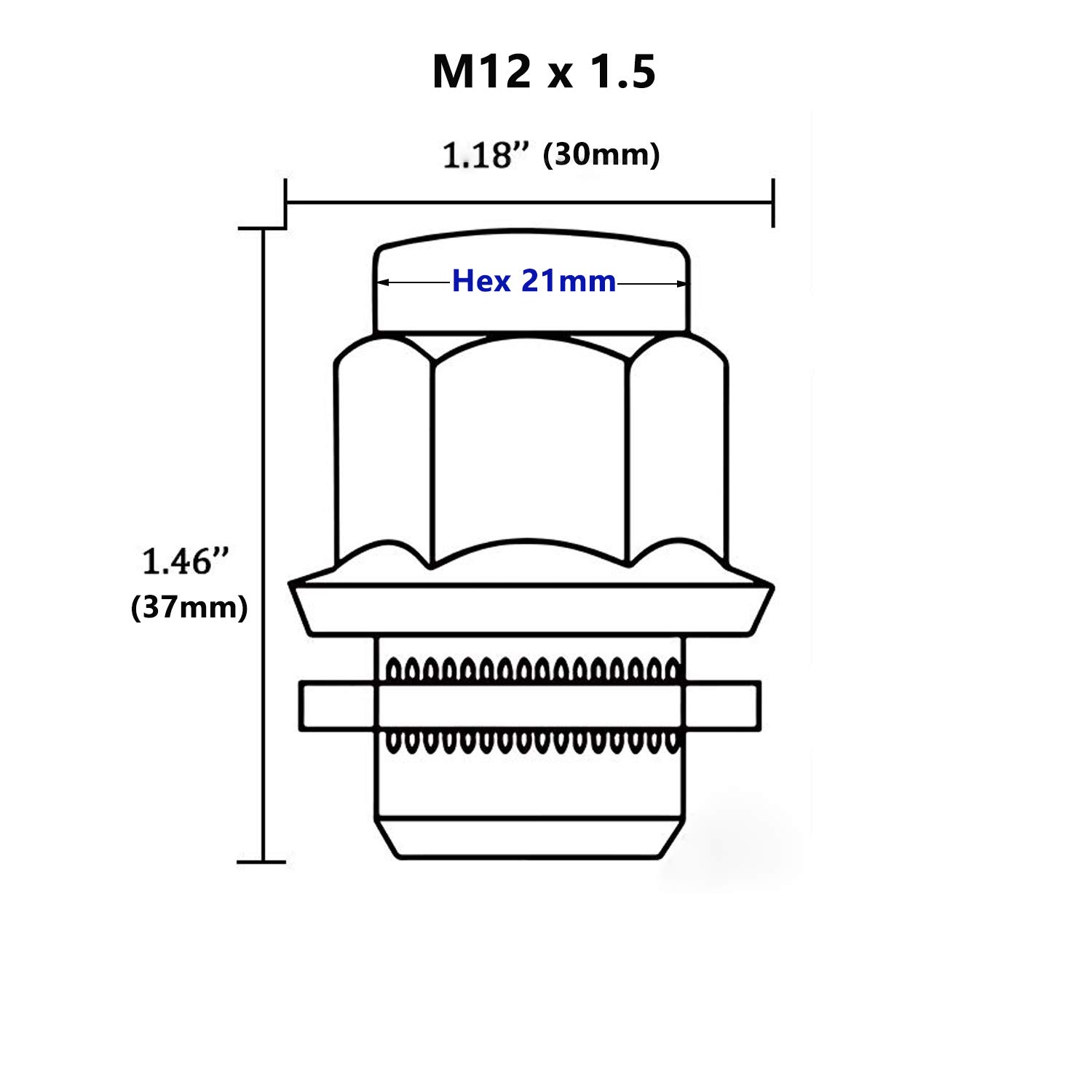 12x1.5 Tuercas de Rueda 20 Pzas Cromadas Estilo Mag Cerrado - Imagen 7
