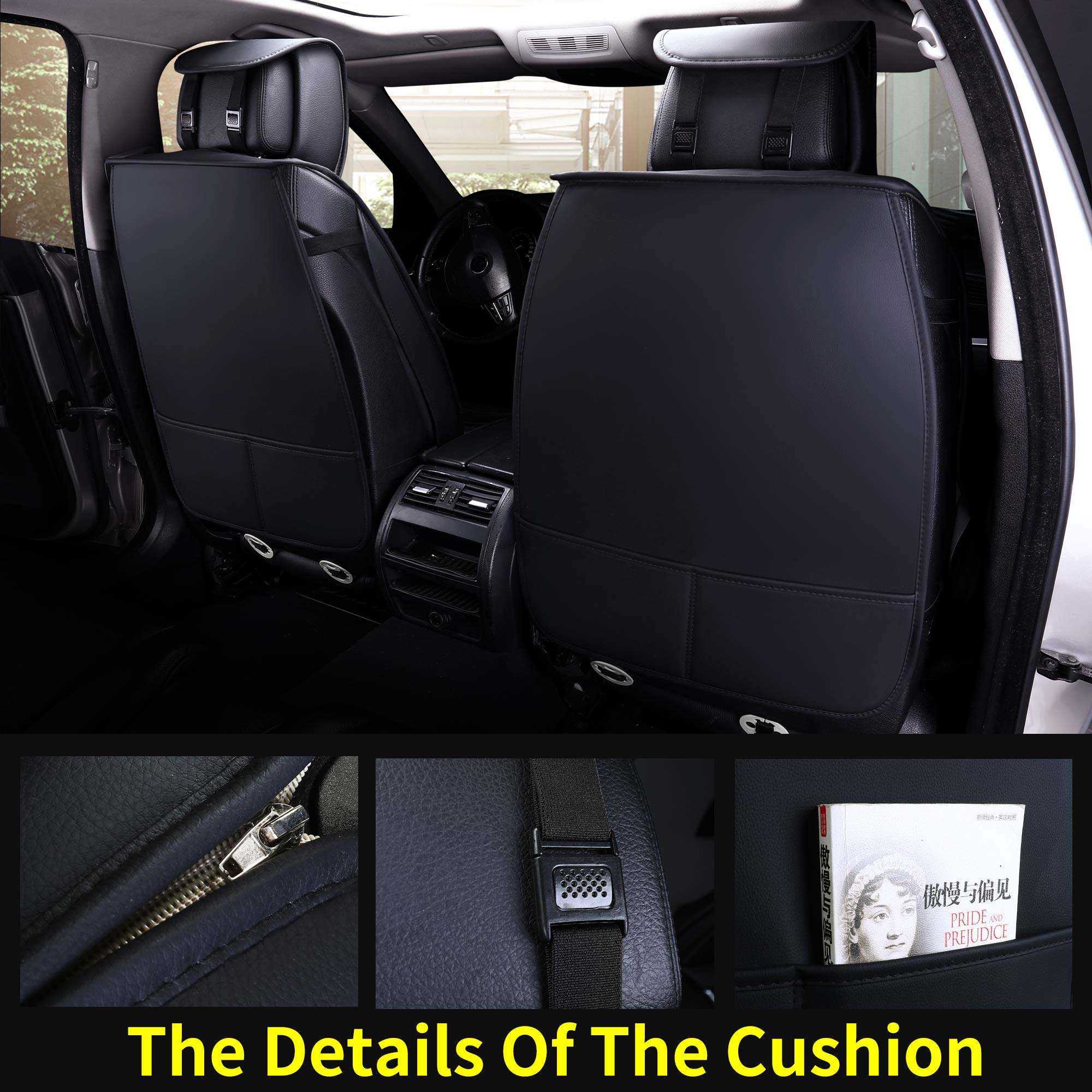 Aierxuan 5pcs Fundas de Asiento de Coche Juego -Negro y Blan - Imagen 3