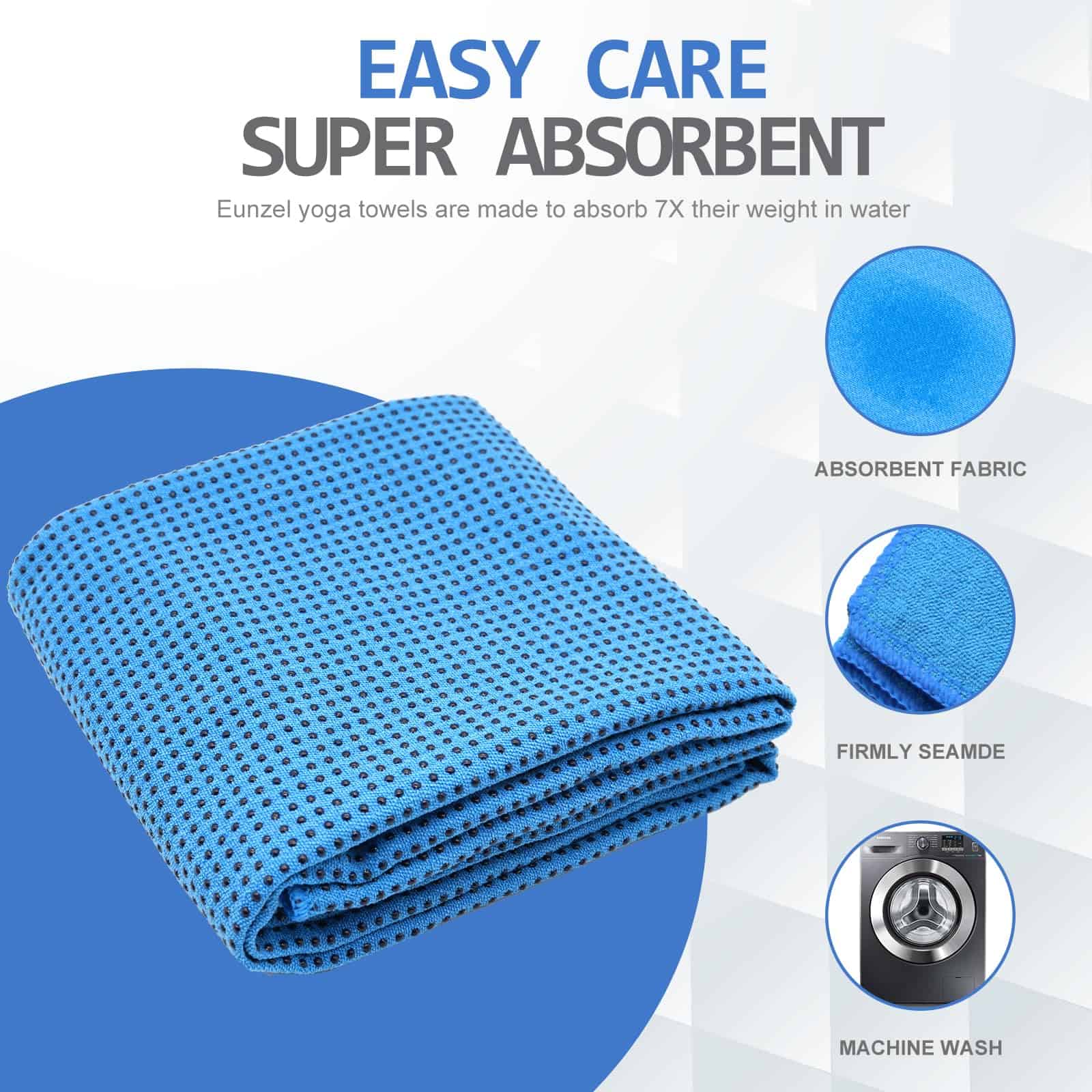 Toalla de Yoga Eunzel, Toalla de Yoga con Puntos de Agarre - Imagen 4