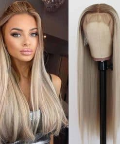 Pelucas Frontales de Encaje Sintético Rubia Ombre TaBeWay