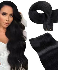 Extensiones de Cabello Negro LaaVoo para Coser Cabello