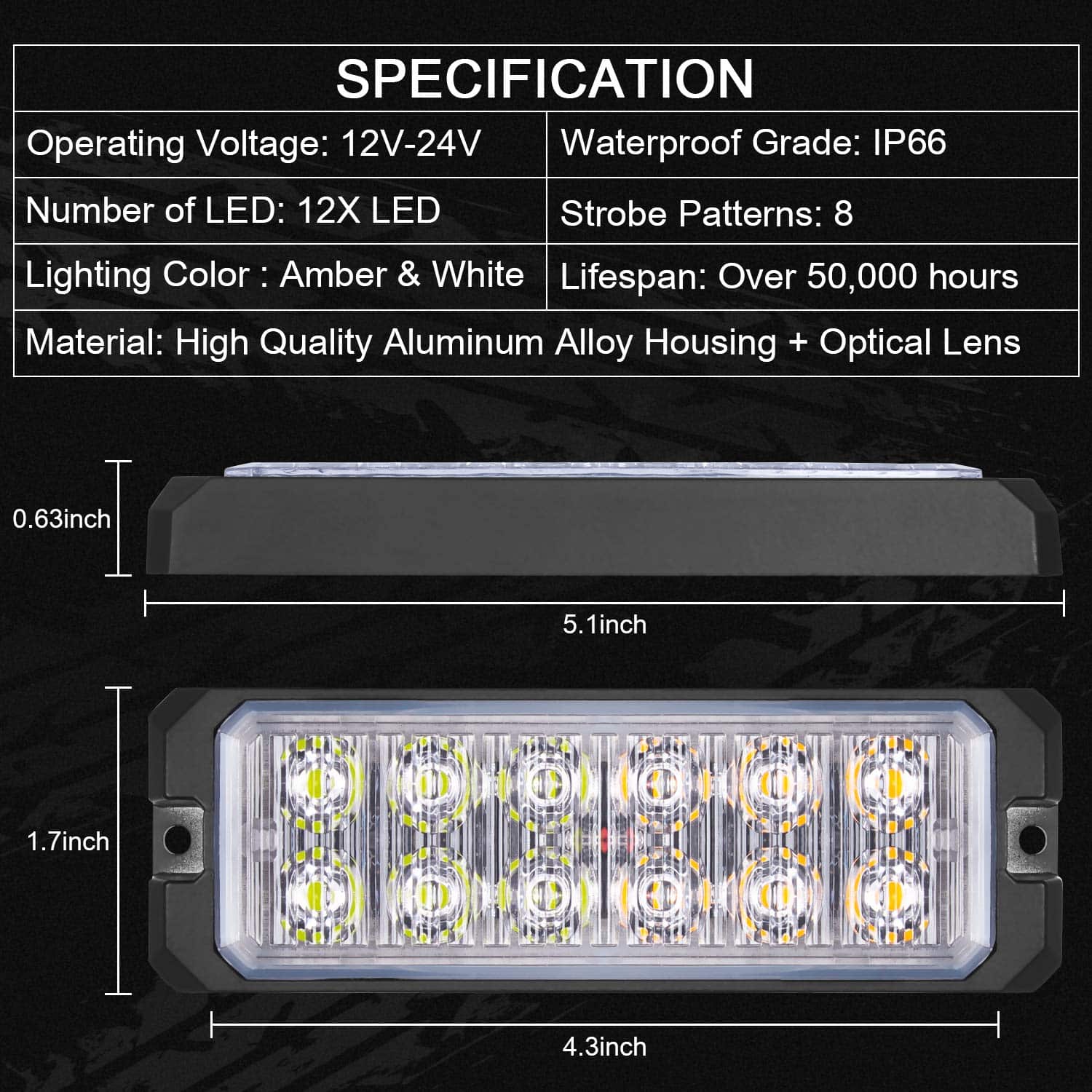 LINKITOM 12-24V 12-LED Super Bright Sync Feature Emergency - Imagen 8