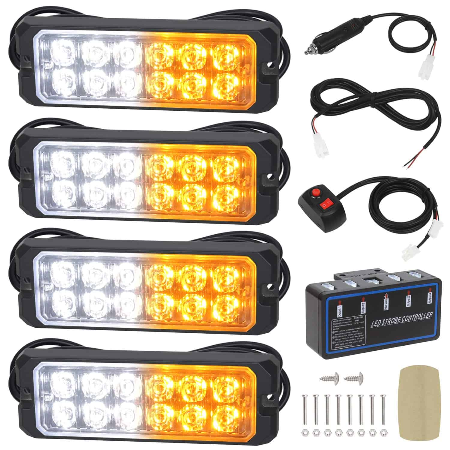 LINKITOM 12-24V 12-LED Super Bright Sync Feature Emergency