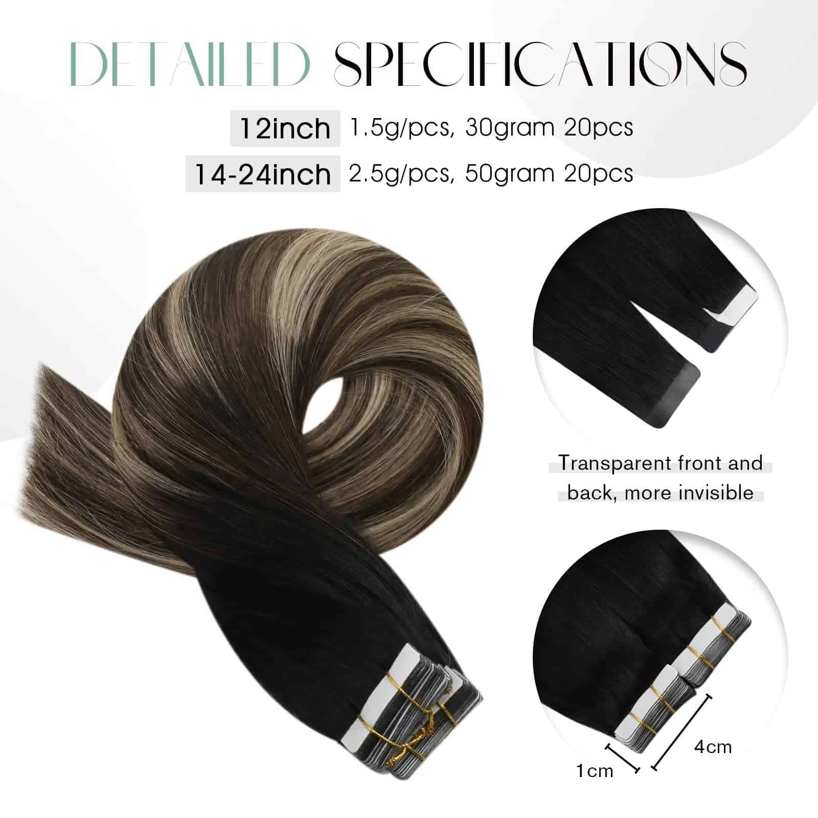 Extensiones de Cabello Tape in Balayage Moresoo Extensiones - Imagen 5