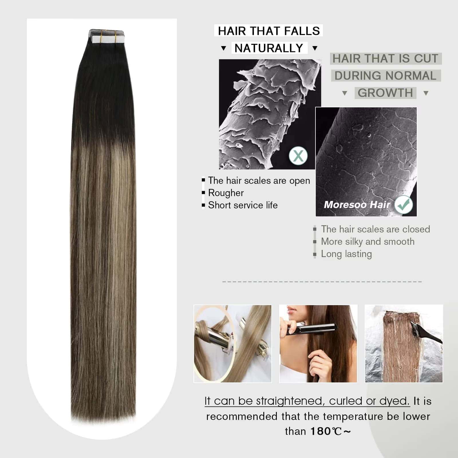 Extensiones de Cabello Tape in Balayage Moresoo Extensiones - Imagen 6