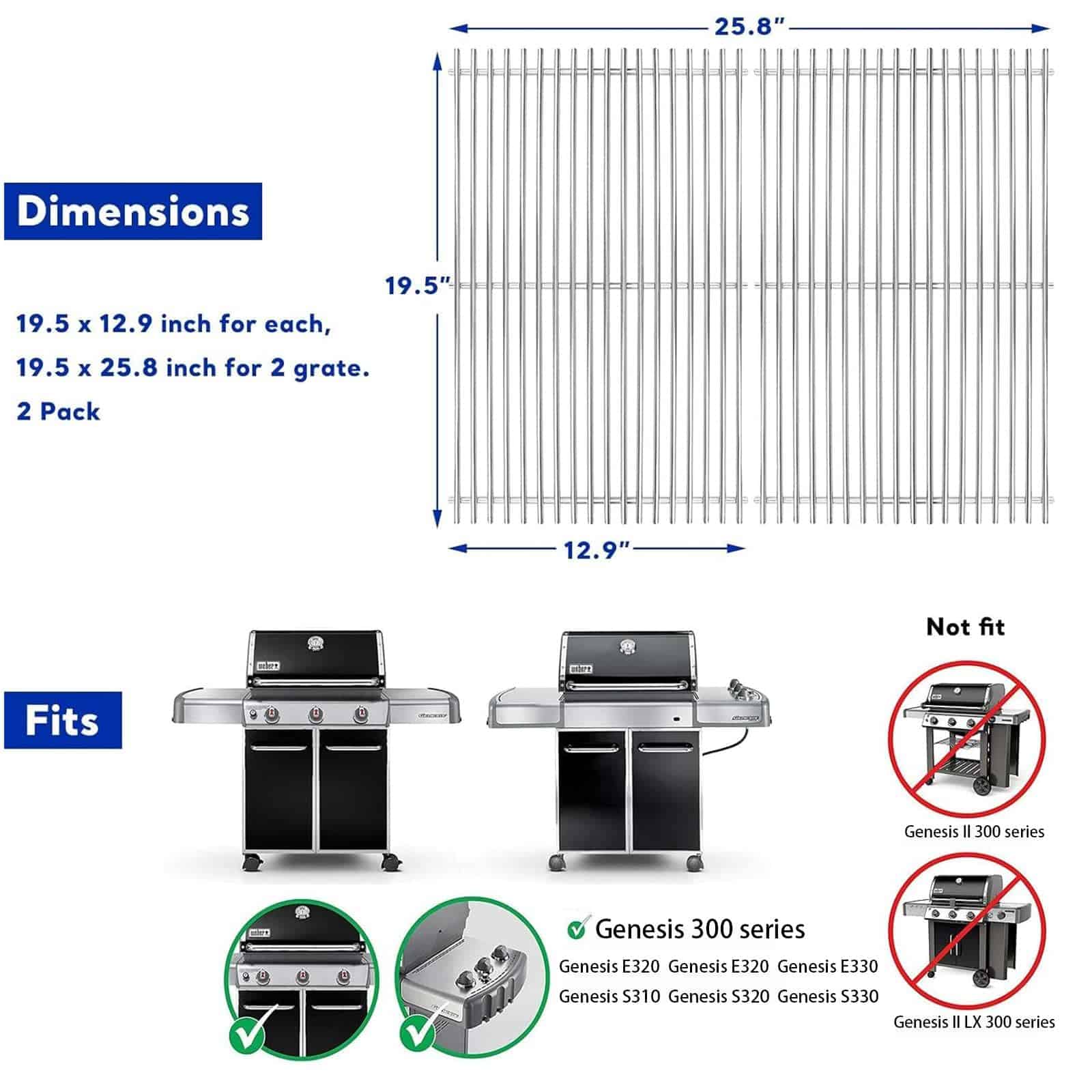Uniflasy para Weber Genesis Piezas de Parrilla 19.5" - Imagen 3
