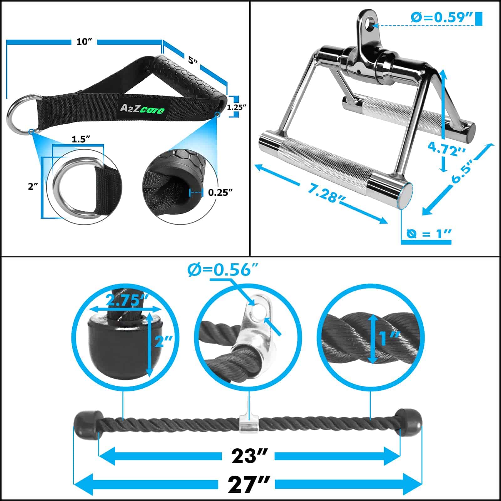Combo de Accesorios de Cable para Tricep Press Down de - Imagen 3