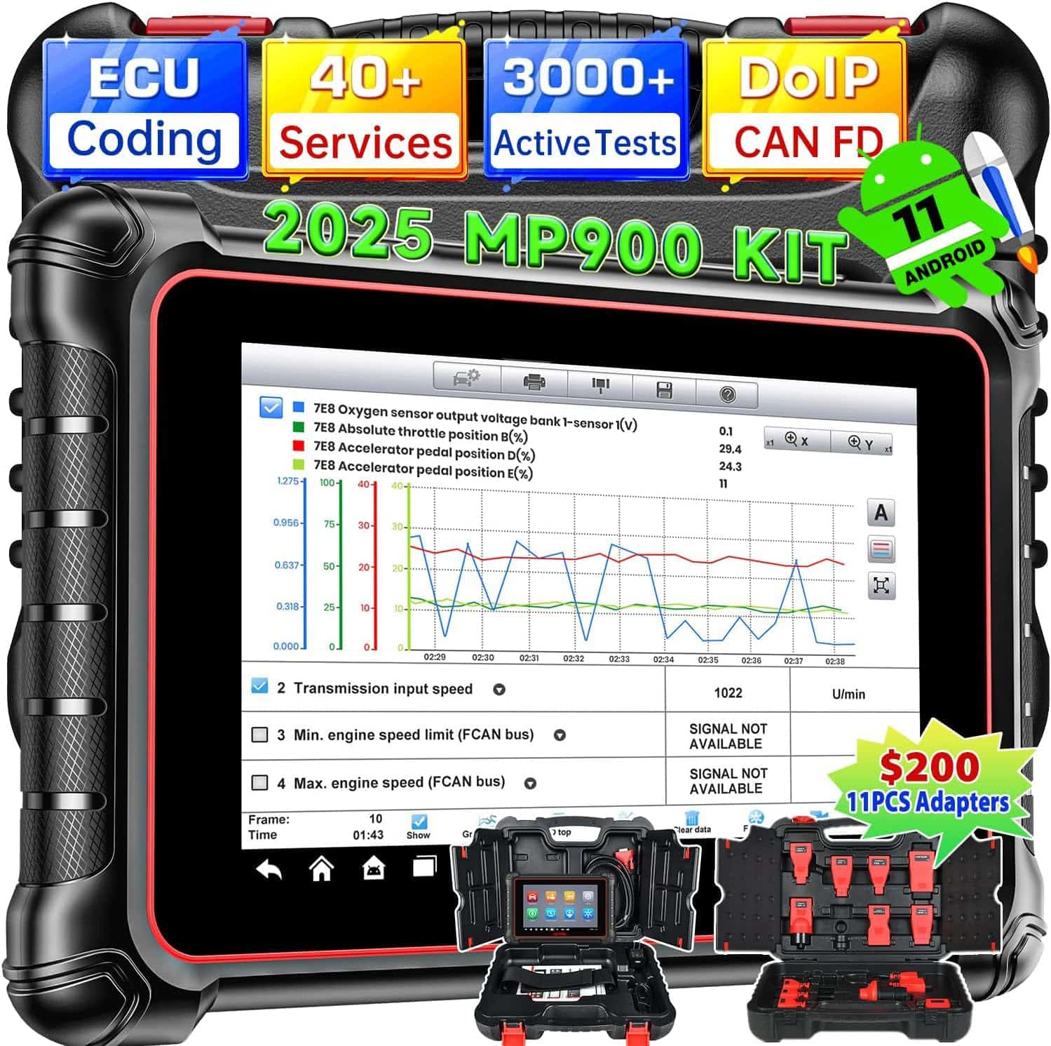 Autel Scanner MaxiPRO MP900 KIT con 11 Adaptadores OBD