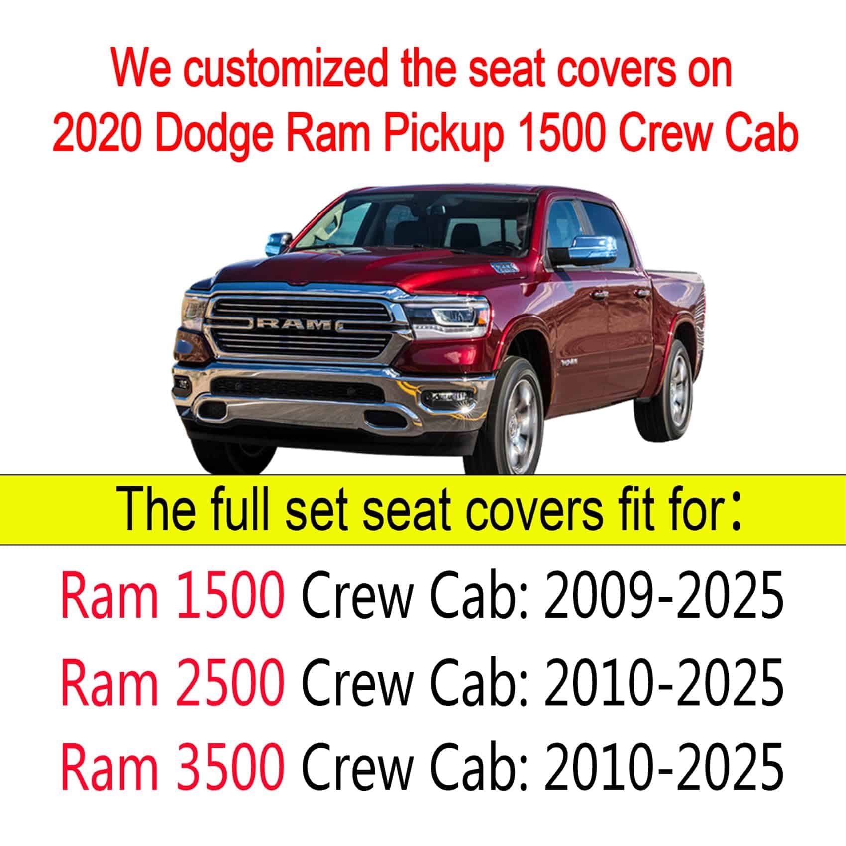 Cubiertas de asiento YIERTAI Dodge Ram compatibles con - Imagen 3