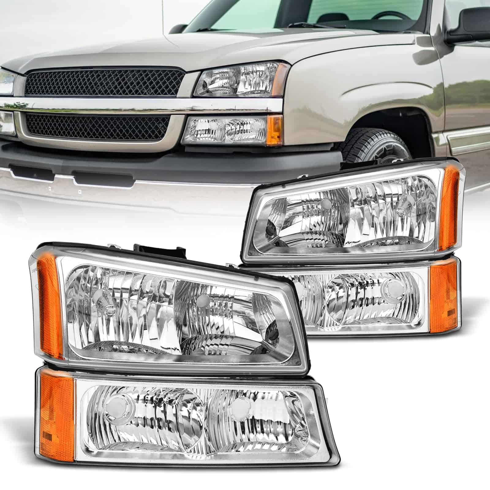 Conjunto de Faros Delanteros para Chevy Silverado 2003 2004