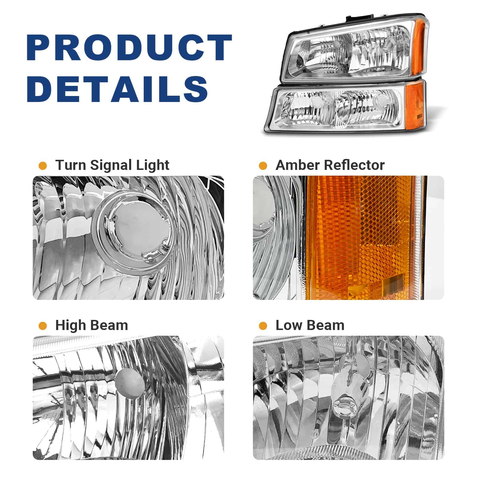 Conjunto de Faros Delanteros para Chevy Silverado 2003 2004 - Imagen 5