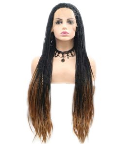 Peluca Melody Negra a Marrón Ombre Trenzada de Encaje