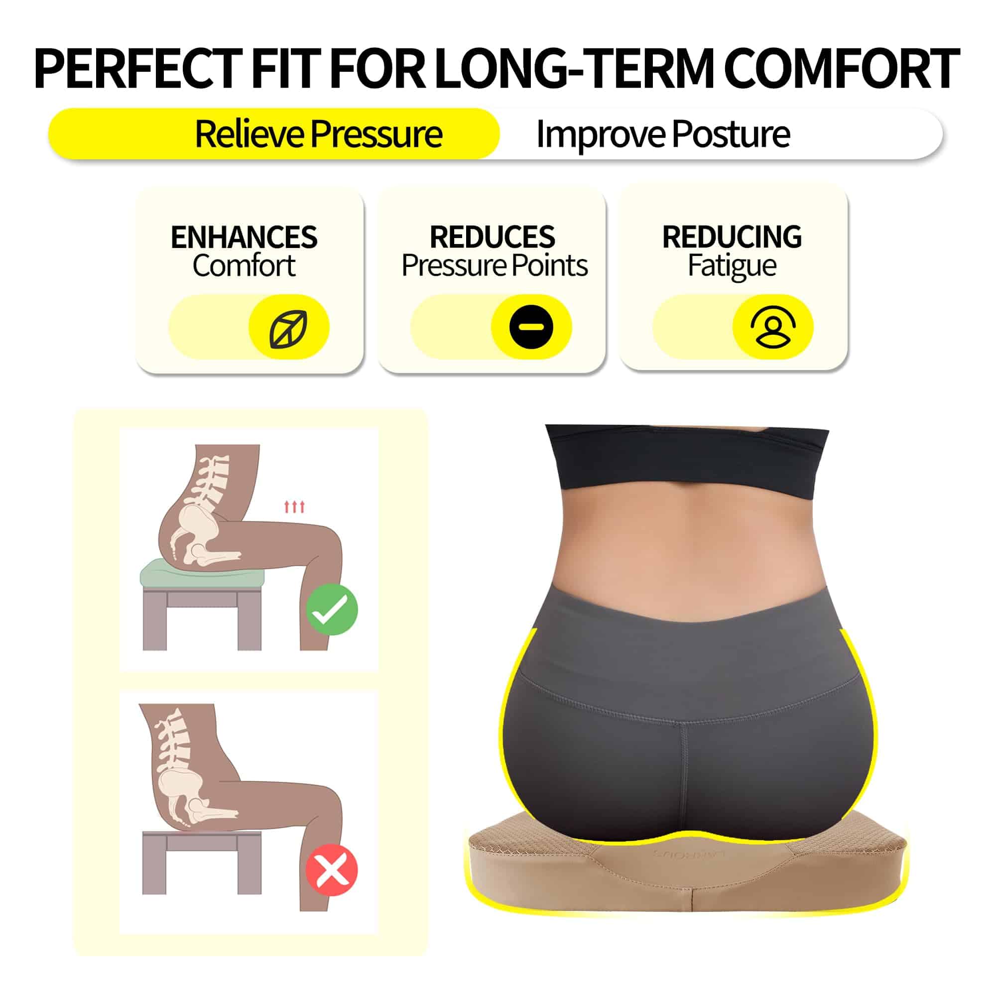 Cojín de espuma viscoelástica LARROUS Comfort para asiento - Imagen 4