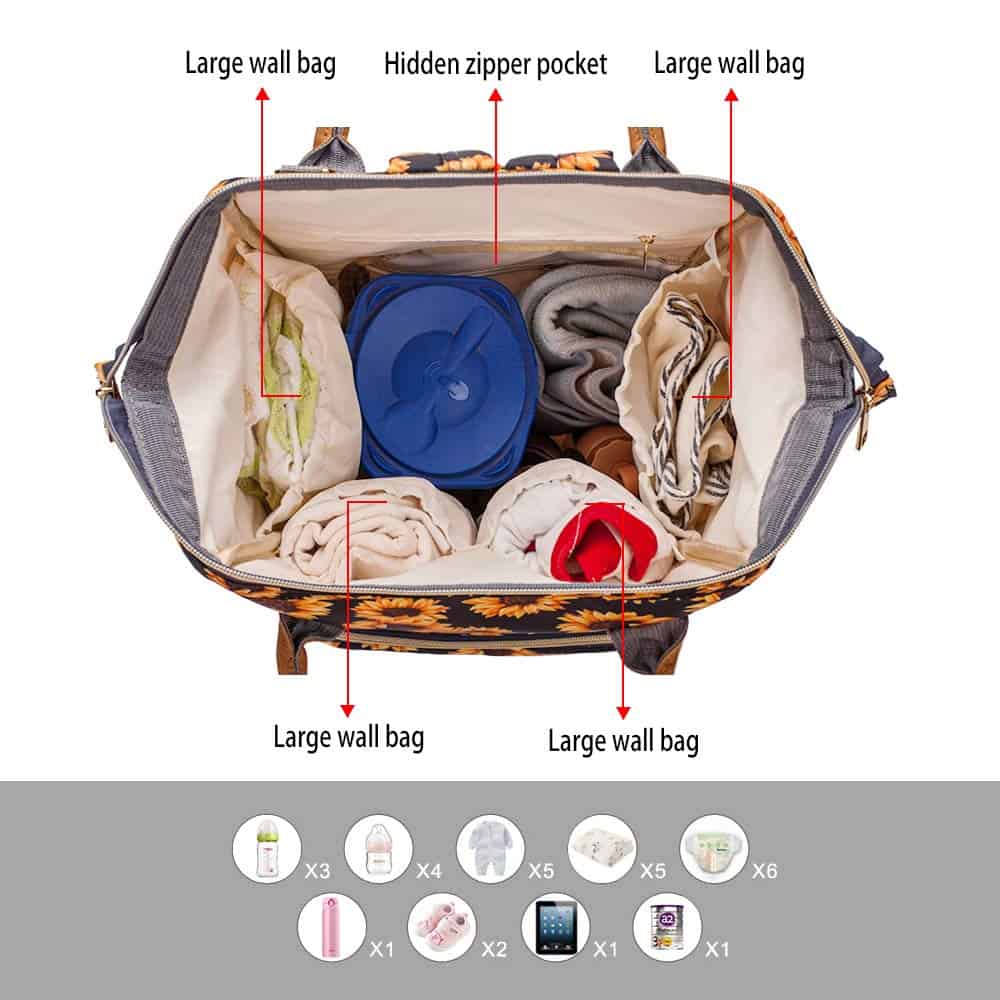 Bolso de Pañales FEWOFJ con Diseño de Girasoles, Bolsa - Imagen 4